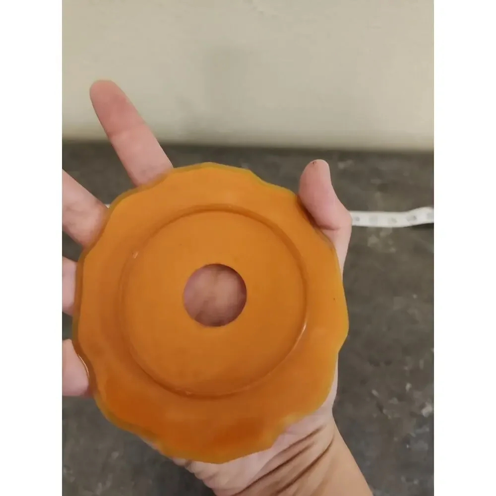 VINTAGE AMBER GLASS‎ HAIR RECIEVER WITH CELLULOID LID